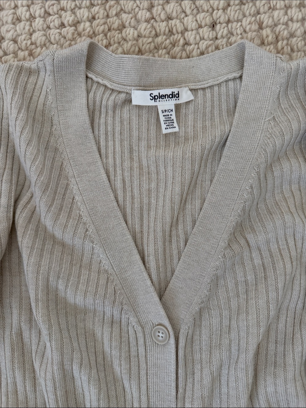 Splendid Beige Ribbed Button-Front Maxi Dress - Picture 2 of 4